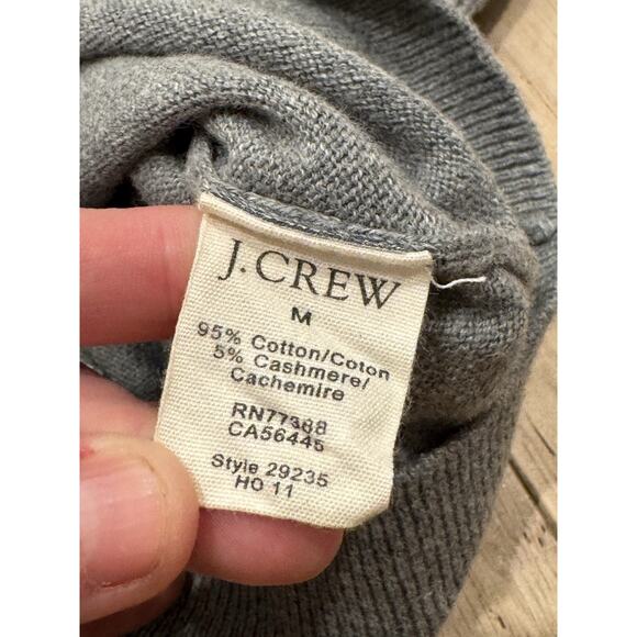 J Crew V Neck Grey Sweater Mens M Cotton Cashmere Blend Preppy - Machine Wash - Picture 6 of 7